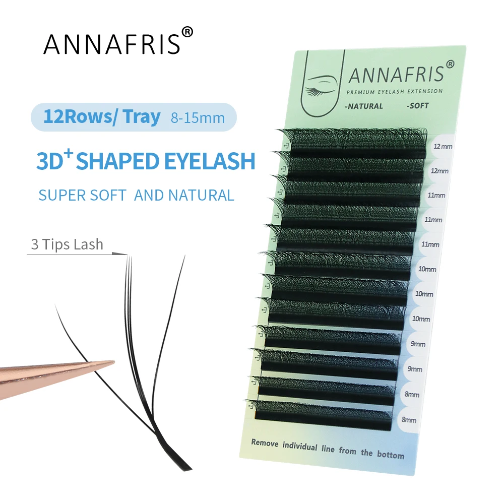 Eyelash Extension Human Hair - ANNAFRIS 3D W Three Core Eyelash