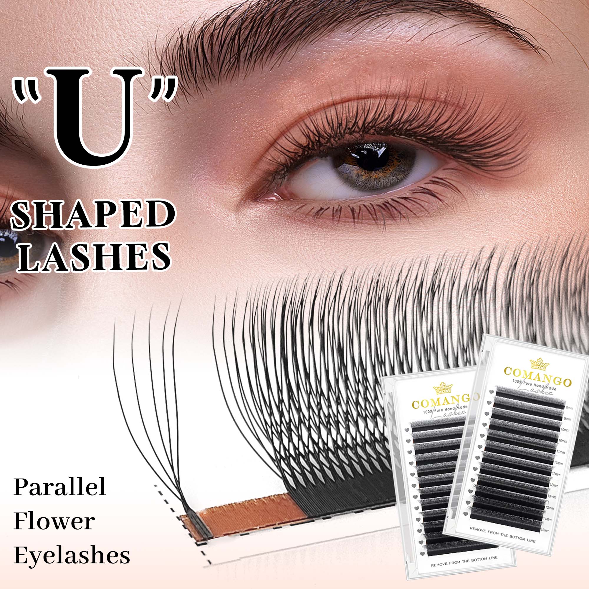 Eyelash Extension Yelix - CoMango Mix8-15mm U Shaped 3/4/5D Eyelashes