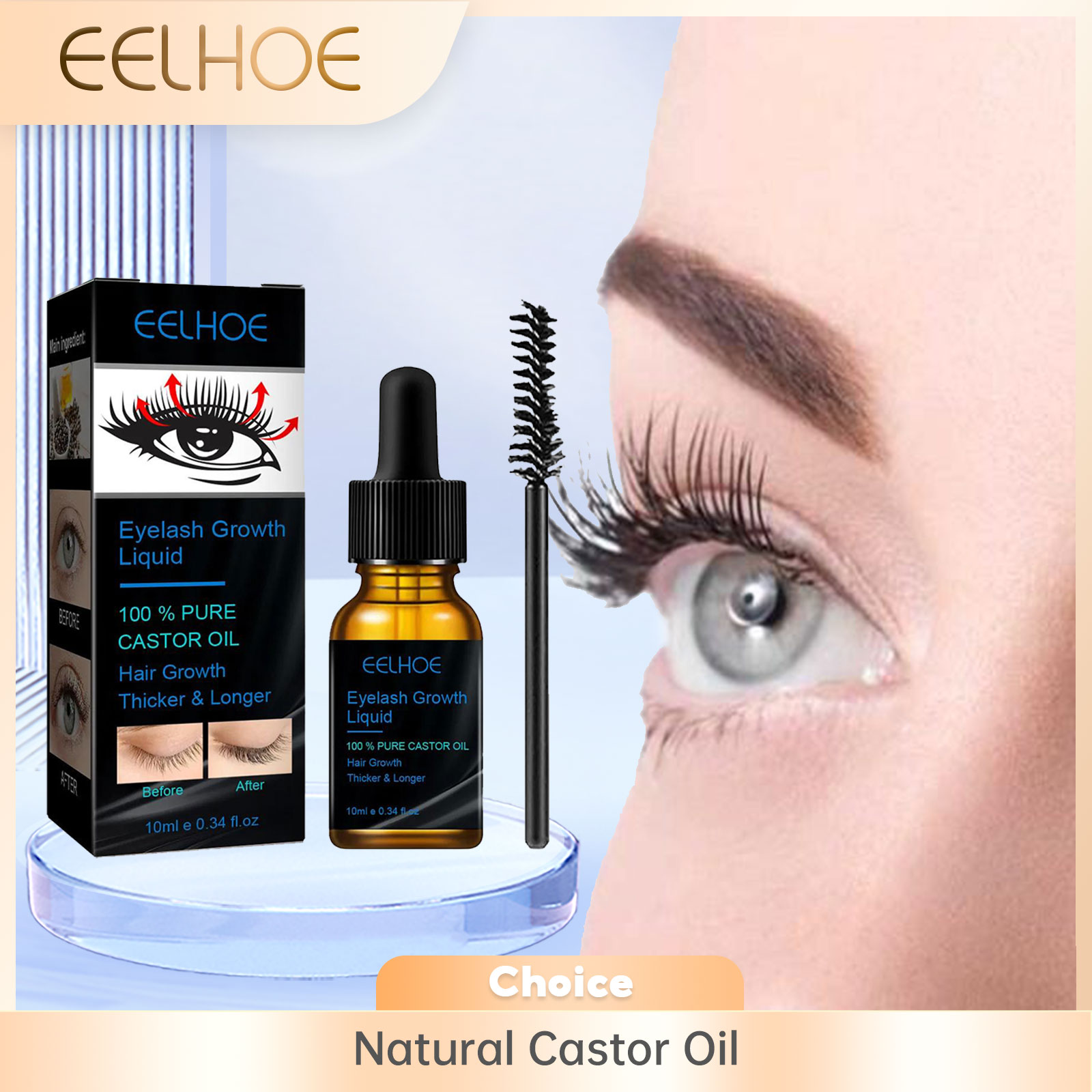 Castor Oil Eyelash Growth Seru - đánh giá và giá Eyelash Extension Human Hair
