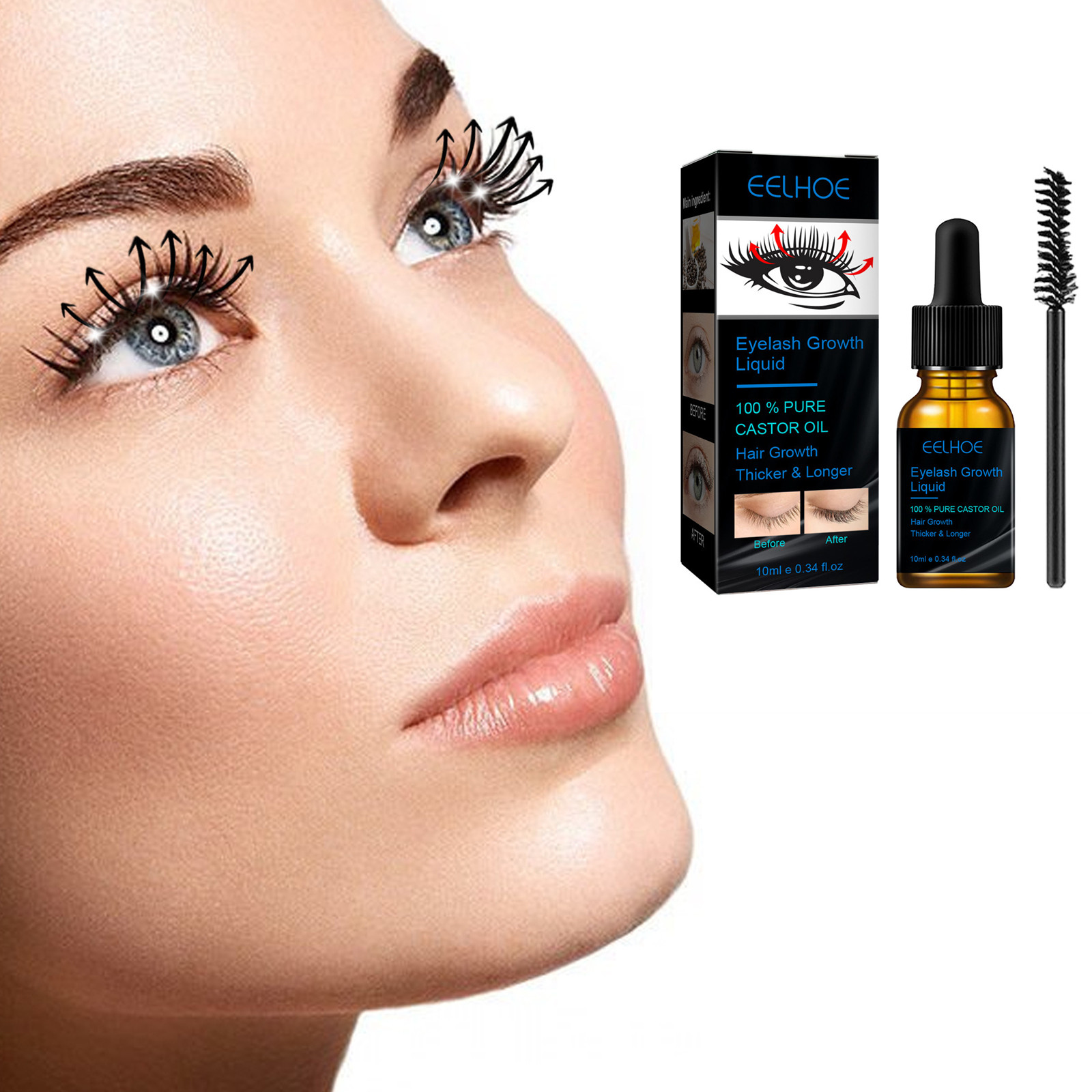 Castor Oil Eyelash Growth Seru - đánh giá và giá Eyelash Extension Human Hair